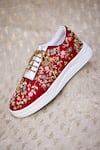 Shop_Around Always_Red Mahi Zardosi And Threadwork Embroidered Sneakers _at_Aza_Fashions