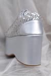 Around Always_Silver Melody Geometric Sequin And Glass Bead Sneaker Wedges _Online_at_Aza_Fashions