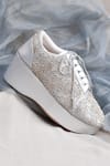 Shop_Around Always_Silver Moon Beaded Floral Motif Sneaker Wedges _at_Aza_Fashions