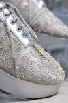 Buy_Around Always_Silver Moon Beaded Floral Motif Sneaker Wedges _Online_at_Aza_Fashions