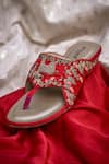 Shop_Around Always_Red Mrig Zardozi Deer Motif Kolhapuri Flats _Online_at_Aza_Fashions