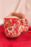 Buy_Around Always_Red Pearls, Embroidery, Zari, Sequins Naina And Zardozi Wedges _Online_at_Aza_Fashions