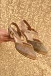 Buy_Around Always_Gold Beads, Glitter Ombre Beadwork Stiletto Mule Heels _at_Aza_Fashions