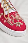 Buy_Around Always_Pink Panchhi Zardosi Bird Motif Embroidered Sneakers _Online_at_Aza_Fashions