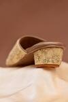 Around Always_Gold Embroidery, Zari, Beads Peonies Floral Threadwork And Zardozi Heels _Online_at_Aza_Fashions