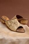 Buy_Around Always_Gold Embroidery, Zari, Beads Peonies Floral Threadwork And Zardozi Heels _at_Aza_Fashions