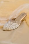 Shop_Around Always_Gold Beads, Sequins Symphony And White Beaded Ombre Embroidered Heels _at_Aza_Fashions