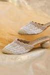 Around Always_Gold Beads, Sequins Symphony And White Beaded Ombre Embroidered Heels _at_Aza_Fashions