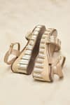 Buy_Around Always_Beige Sequins, Beads Verra Pattern Open Toe Wedges _Online_at_Aza_Fashions