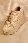 Buy_Around Always_Gold Zewar Zardosi And Floral Sequin Sneakers _Online_at_Aza_Fashions