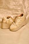 Buy_Around Always_Gold Zewar Zardosi And Floral Sequin Sneakers _at_Aza_Fashions