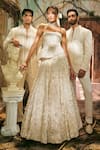 Buy_Varun Chakkilam_Ivory Satin, Organza Embroidery, Sequins Bandeau Elysian Corset With Lehenga _Online_at_Aza_Fashions