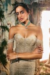 Varun Chakkilam_Gold Satin, Organza Embroidery, Sequins, Beads Serenade Corset With Lehenga _Online_at_Aza_Fashions