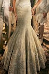 Shop_Varun Chakkilam_Gold Satin, Organza Embroidery, Sequins, Beads Serenade Corset With Lehenga _Online_at_Aza_Fashions