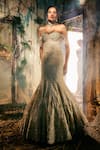 Buy_Varun Chakkilam_Gold Satin, Organza Embroidery, Sequins, Beads Serenade Corset With Lehenga _at_Aza_Fashions