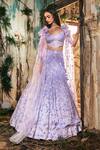 Buy_Varun Chakkilam_Lavender Satin, Organza, Net Embroidery, Sequins, Amethyst Bloom Lehenga Set _at_Aza_Fashions