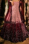 Shop_Varun Chakkilam_Pink Satin, Organza Sequins, Embroidery V-neck Crimson Aurora Lehenga Set _Online_at_Aza_Fashions