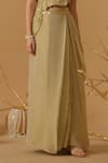 Abstract By Megha Jain Madaan_Gold Georgette, Cotton, Jersey Sequins Embellished Ruched Top With Draped Skirt _at_Aza_Fashions