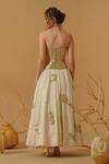 Shop_Abstract By Megha Jain Madaan_Gold Cotton Sequins Sweetheart Neck Embellished Corset With Skirt _at_Aza_Fashions