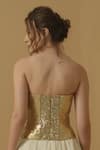 Shop_Abstract By Megha Jain Madaan_Gold Cotton Sequins Sweetheart Neck Embellished Corset With Skirt _Online_at_Aza_Fashions