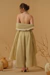 Shop_Abstract By Megha Jain Madaan_Gold Georgette, Tulle, Tissue, Cotton Embroidery, Top With Culottes Pant _at_Aza_Fashions
