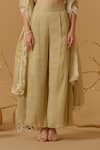 Buy_Abstract By Megha Jain Madaan_Gold Georgette, Tulle, Tissue, Cotton Embroidery, Top With Culottes Pant 