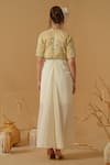 Shop_Abstract By Megha Jain Madaan_Ivory Georgette, Crepe, Cotton, Jersey, Tissue, Silk Jacket With Draped Dress _at_Aza_Fashions