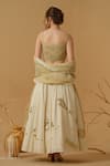 Shop_Abstract By Megha Jain Madaan_Gold Georgette, Handloom Cotton, Cotton, Tissue, Net Embellished Skirt Set _at_Aza_Fashions