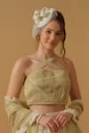 Shop_Abstract By Megha Jain Madaan_Gold Georgette, Handloom Cotton, Cotton, Tissue, Net Embellished Skirt Set _Online_at_Aza_Fashions