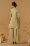 Shop_Abstract By Megha Jain Madaan_Gold Georgette, Tissue Embroidery, Sequins, Beads Yoke Kurta With Culottes _at_Aza_Fashions