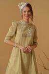 Abstract By Megha Jain Madaan_Gold Georgette, Tissue Embroidery, Sequins, Beads Yoke Kurta With Culottes _at_Aza_Fashions