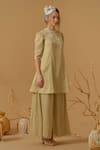 Buy_Abstract By Megha Jain Madaan_Gold Georgette, Tissue Embroidery, Sequins, Beads Yoke Kurta With Culottes 