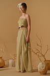 Abstract By Megha Jain Madaan_Gold Georgette, Tissue Sequins Draped Skirt _Online_at_Aza_Fashions