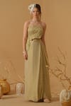 Buy_Abstract By Megha Jain Madaan_Gold Georgette, Tissue Sequins Draped Skirt _at_Aza_Fashions