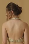 Shop_Abstract By Megha Jain Madaan_Ivory Georgette, Tissue Embroidery, Sequins, Beads Halter Neck Top _at_Aza_Fashions