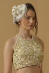 Buy_Abstract By Megha Jain Madaan_Ivory Georgette, Tissue Embroidery, Sequins, Beads Halter Neck Top _Online_at_Aza_Fashions