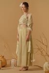 Shop_Abstract By Megha Jain Madaan_Ivory Georgette, Tissue Embroidery, Sequins, Beads Halter Neck Top _Online_at_Aza_Fashions