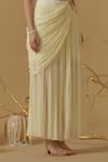 Abstract By Megha Jain Madaan_Ivory Georgette, Jersey Applique, Sequins, Beads Accordion Draped Skirt _Online_at_Aza_Fashions
