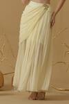 Shop_Abstract By Megha Jain Madaan_Ivory Georgette, Jersey Applique, Sequins, Beads Accordion Draped Skirt _at_Aza_Fashions