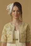 Buy_Abstract By Megha Jain Madaan_Gold Georgette, Tissue Embroidery, Sequins, Beads Open Neck Cropped Jacket _at_Aza_Fashions