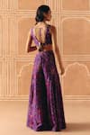Shop_Drishti & Zahabia_Purple Dupion, Silk Embroidery, Zari, Sequins, Cross Stitch Print Pant Set _at_Aza_Fashions