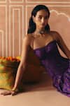 Buy_Drishti & Zahabia_Purple Dupion, Silk Embroidery, Zari, Cross Stitch Print Skirt With Corset Top _Online_at_Aza_Fashions