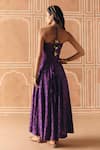 Shop_Drishti & Zahabia_Purple Dupion, Silk Embroidery, Zari, Cross Stitch Print Skirt With Corset Top _at_Aza_Fashions