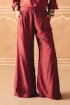 Buy_Drishti & Zahabia_Burgundy Dupion, Silk Embroidery, Zari, Cross Stitch Print Shirt And Pant Set _Online_at_Aza_Fashions