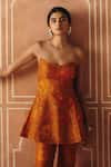 Buy_Drishti & Zahabia_Orange Dupion, Silk Embroidery, Sequins, Mirrors, Cross Stitch Print Pant Set _Online_at_Aza_Fashions