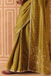 Shop_Drishti & Zahabia_Green Dupion, Silk Mirrors, Embroidery, Cross Stitch Print Saree With Blouse _Online_at_Aza_Fashions