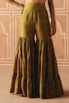 Buy_Drishti & Zahabia_Green Dupion, Silk Round Neck Cross Stitch Print Top With Sharara _Online_at_Aza_Fashions