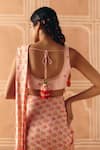 Shop_Drishti & Zahabia_Blush Dupion Embroidery, Sequins, Mirrors, Cross Stitch Print Tunic Sharara Set _at_Aza_Fashions