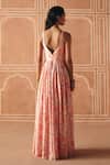 Shop_Drishti & Zahabia_Pink Dupion, Silk Zari, Sequins, Mirrors, Floral Cross Stitch Print Dress _at_Aza_Fashions