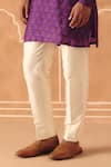 Drishti & Zahabia_Purple Dupion, Silk, Cotton Floral Cross Stitch Print Kurta Pant Set _Online_at_Aza_Fashions
